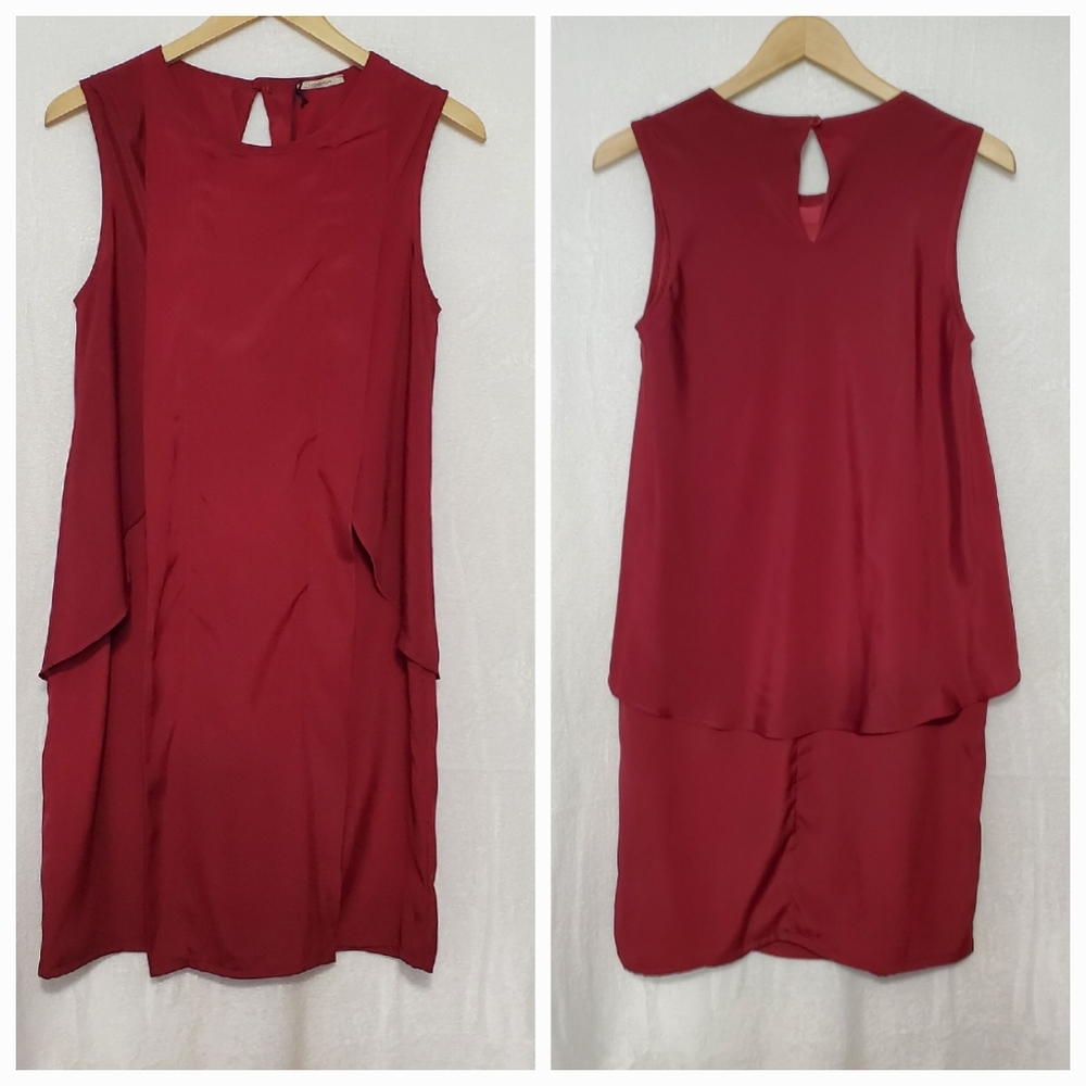 NWT NOSHUA Wine Color Sleeveless Dress Size M